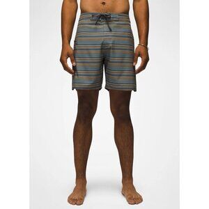 Prana Shorts Men's 32 Flint Clean Stripe Fenton 9 Inch Boardshort